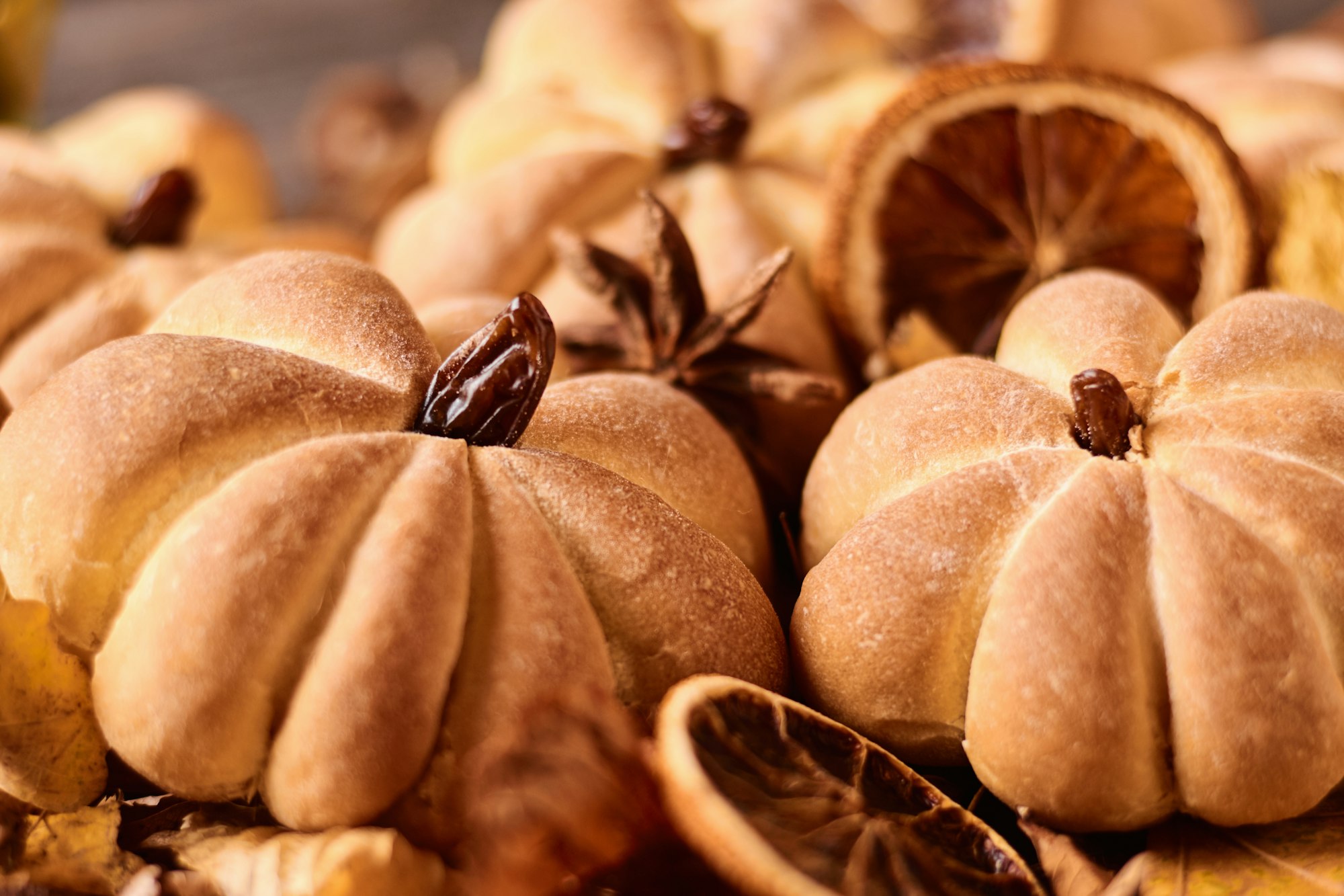 Homemade cookies in shape of pumpkin.